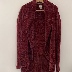Maroon Velvet Cardigan